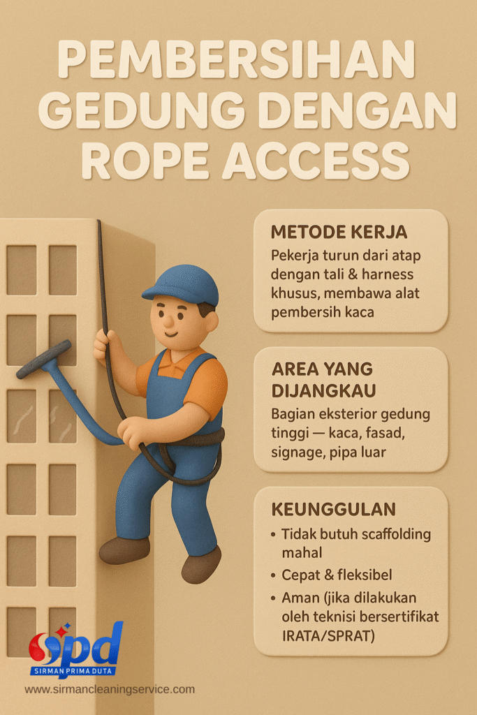 Pembersihan Gedung dengan Rope Access