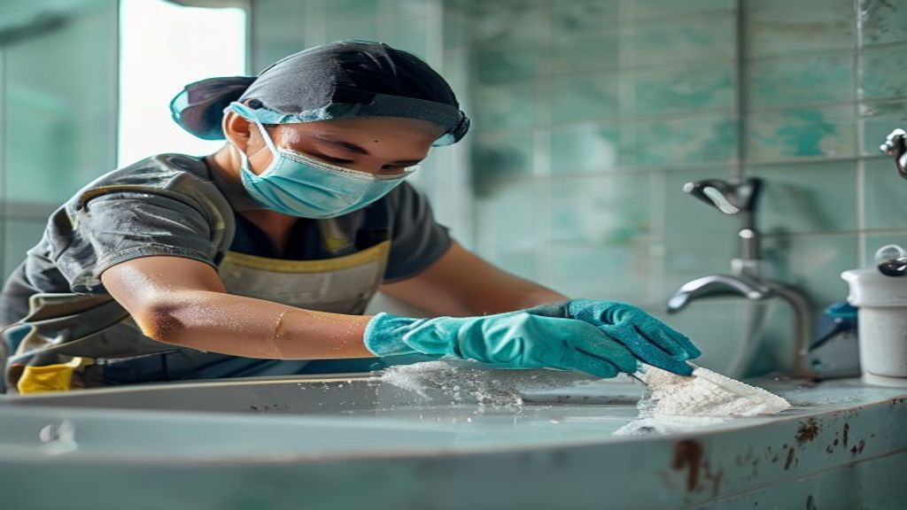 Pembersihan kamar mandi berkerak dengan hasil maksimal